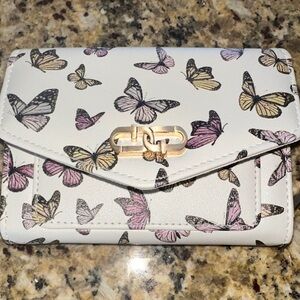 Butterfly Print White Wallet